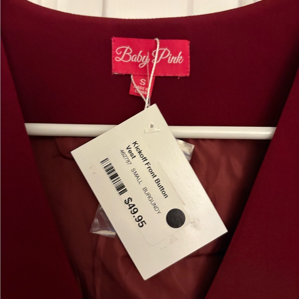 Deep Red Button-Up Vest - Picture 2 of 2